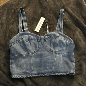 🤍 NWT YFB Denim Bustier Crop Top M